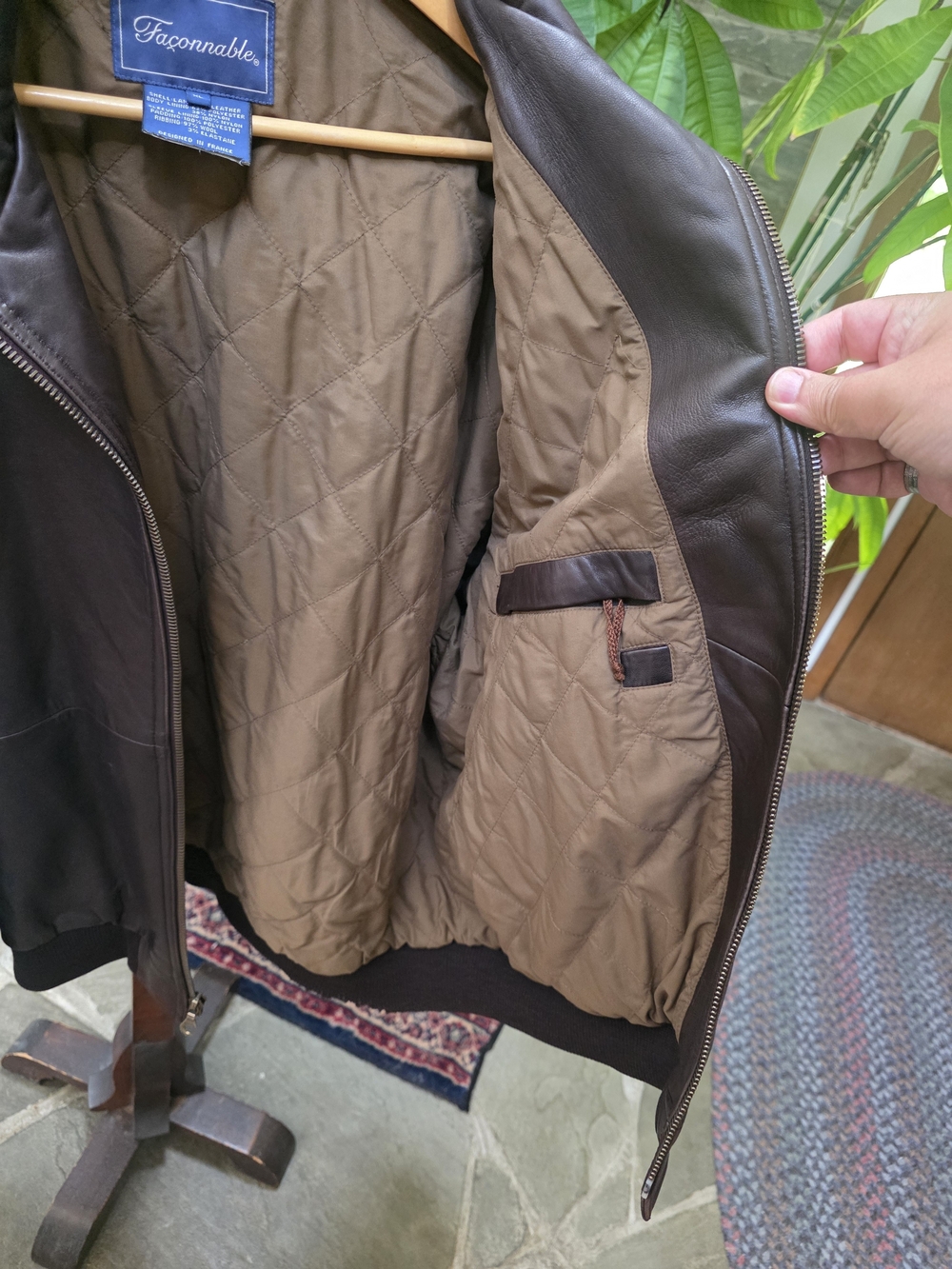 FRENCH VINTAGE FACONNABLE LAMB LEATHER JACKET XL - Picture 5 of 16